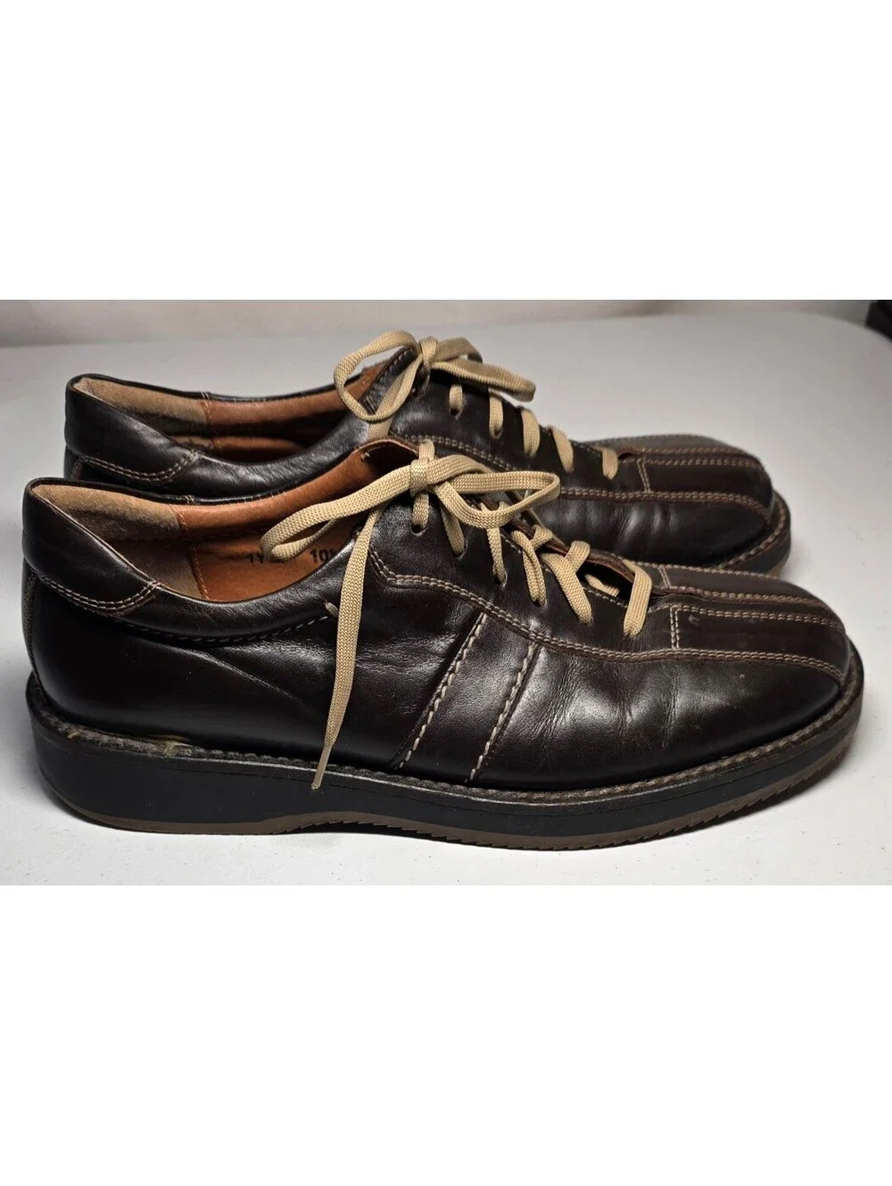 Bass Men's Size 10.5 Sneaker Chocolate Brown Leather Lace-Up Shoes Made in Italy